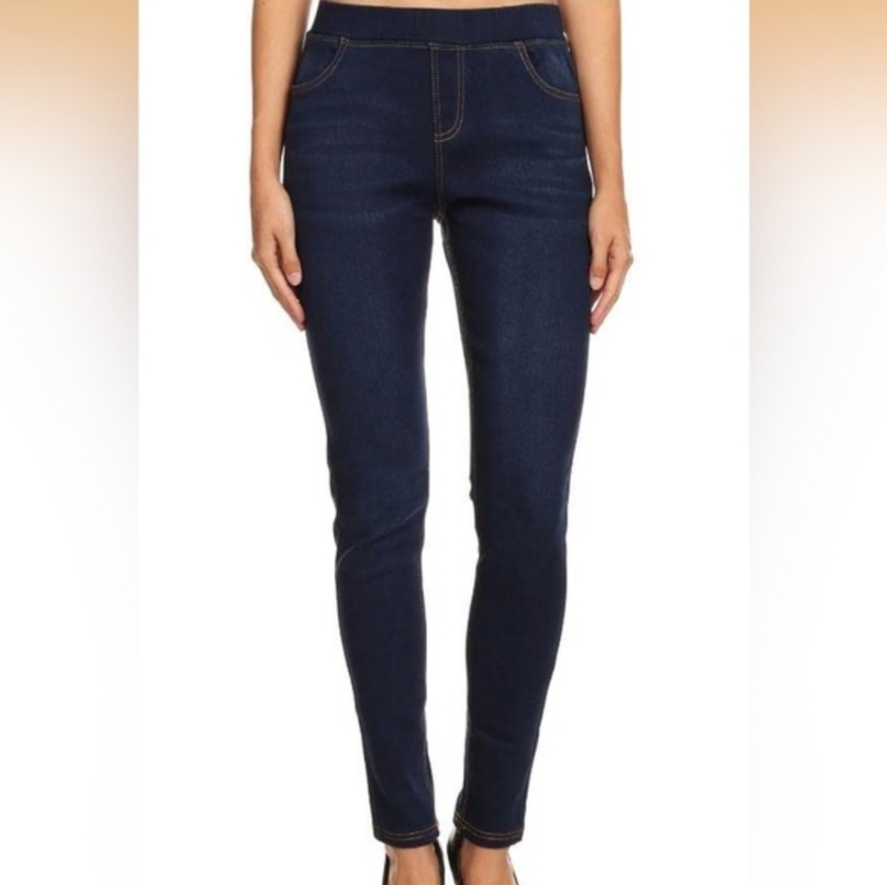 Just Be Dark Blue Skinny Jeans Pull-On Stretchy Comfy Casual Fun Bx-3159